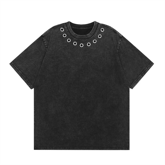 Neck line design washed T-shirt