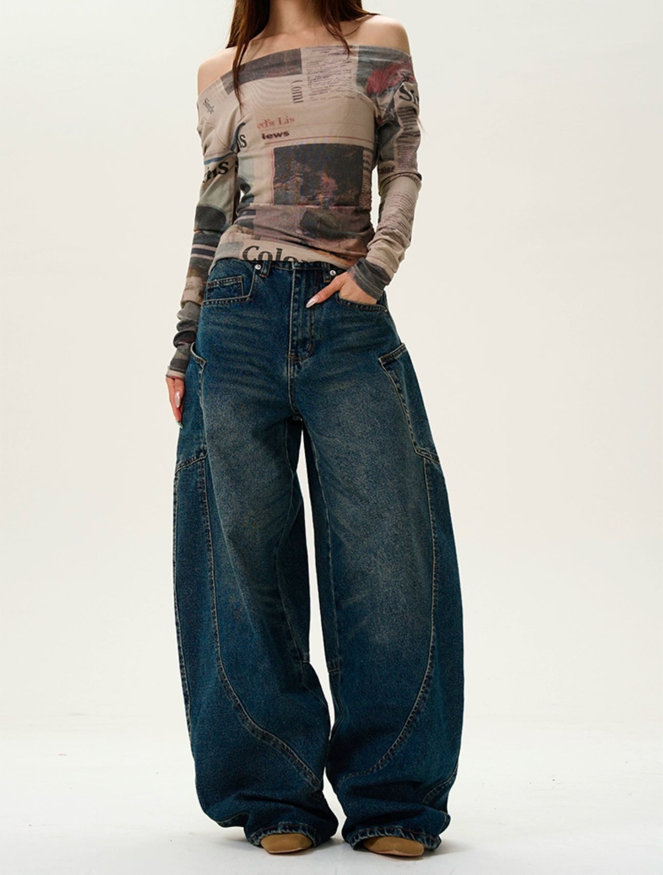 Curve denim pants