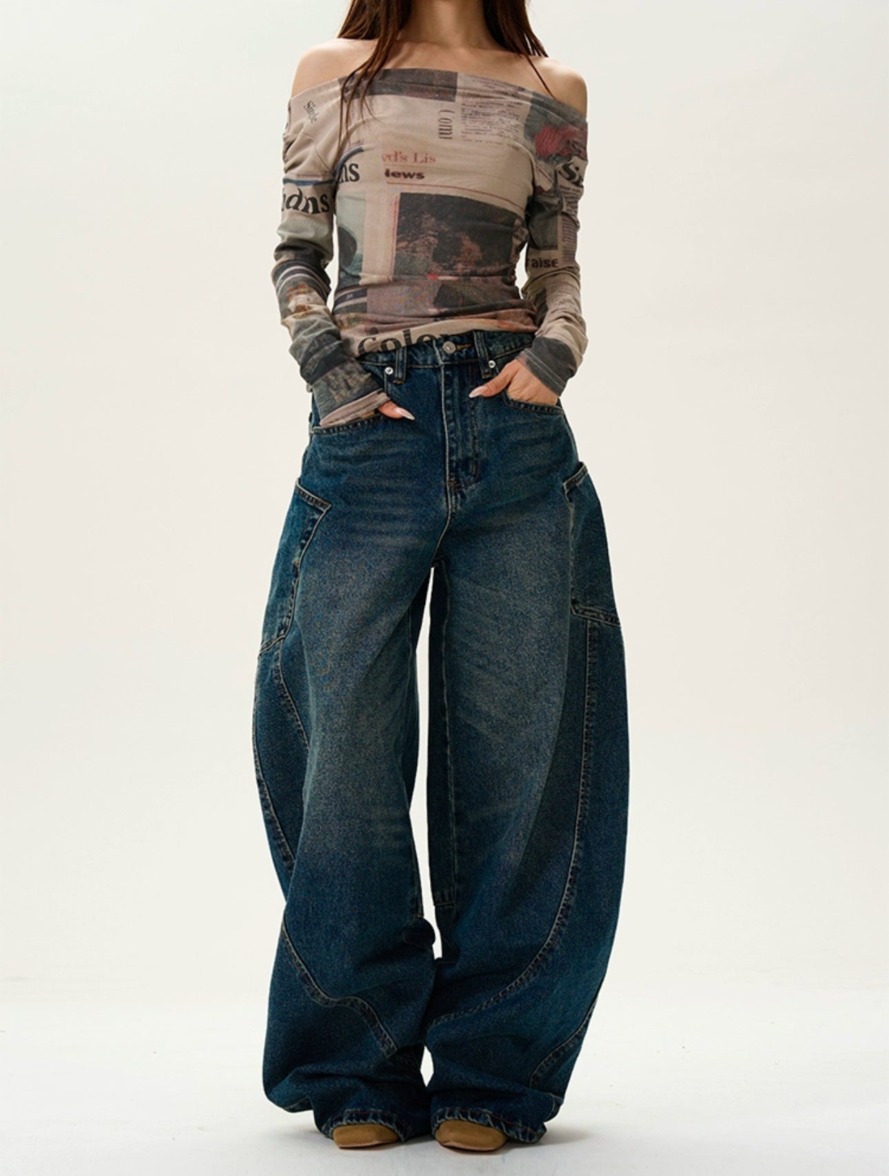 Curve denim pants