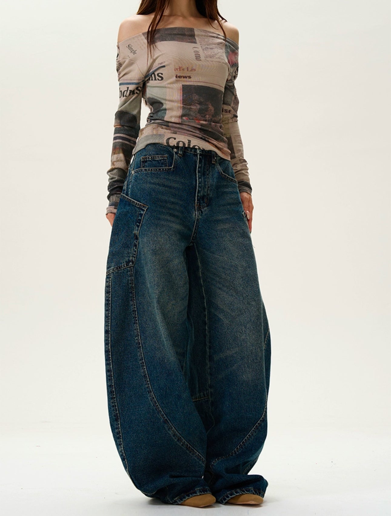 Curve denim pants