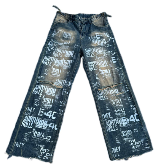 Full-Print Vintage denim pants