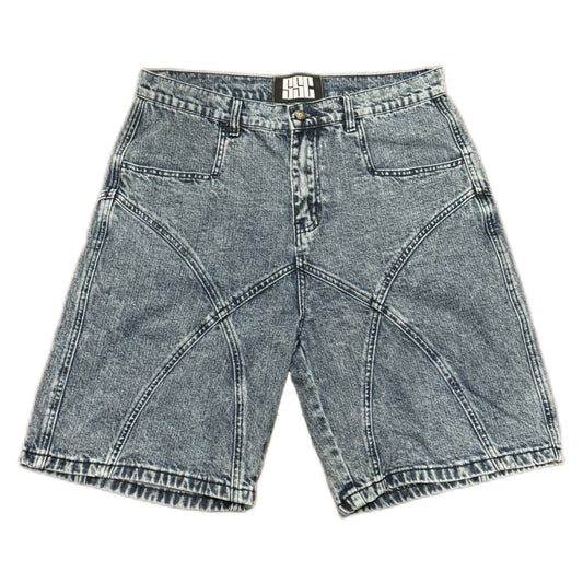 Washed denim shorts